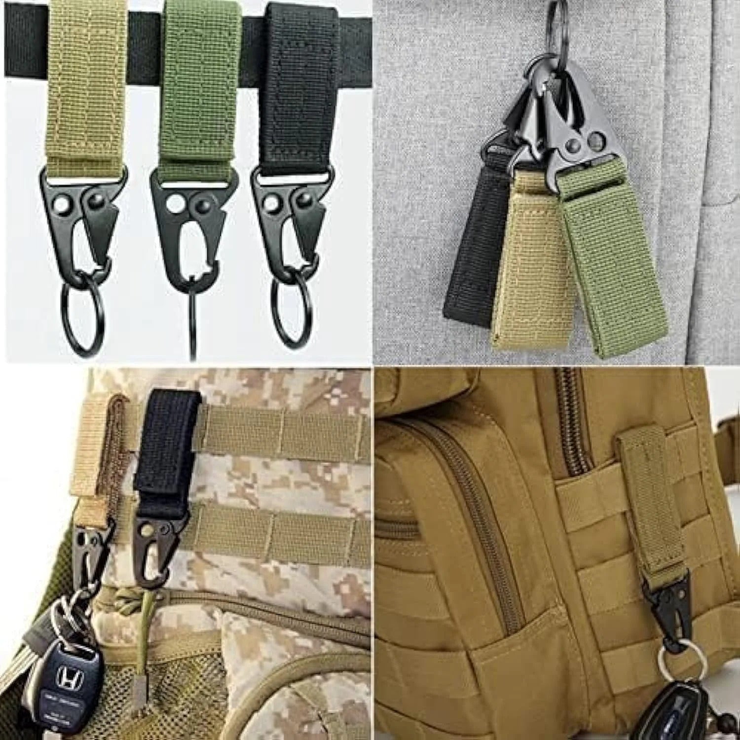 Mousquetons Tactiques en Nylon - lot de 3