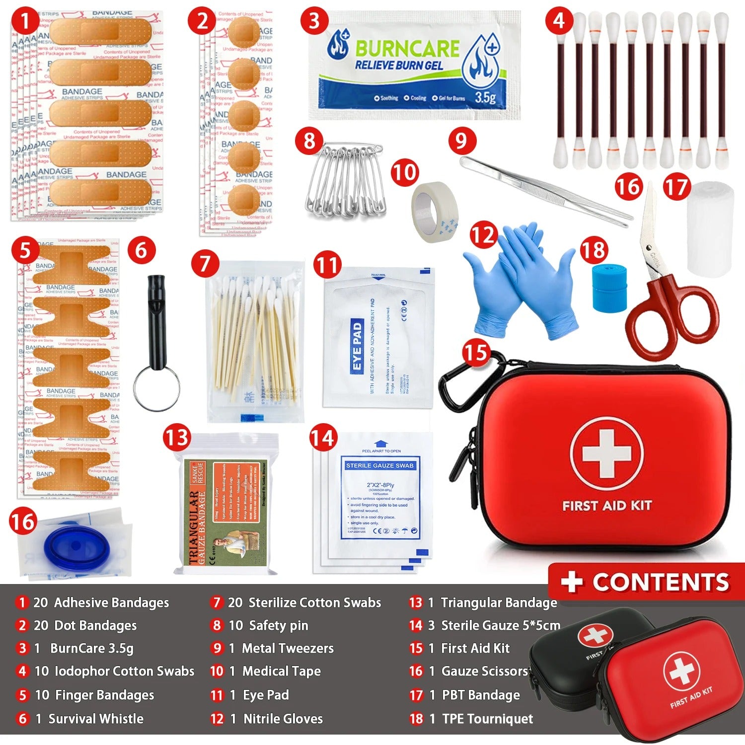Trousse de secours compacte - 15 pièces