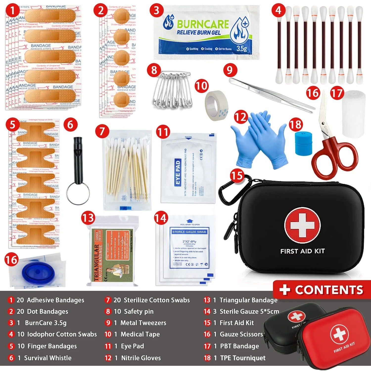 Trousse de secours compacte - 15 pièces